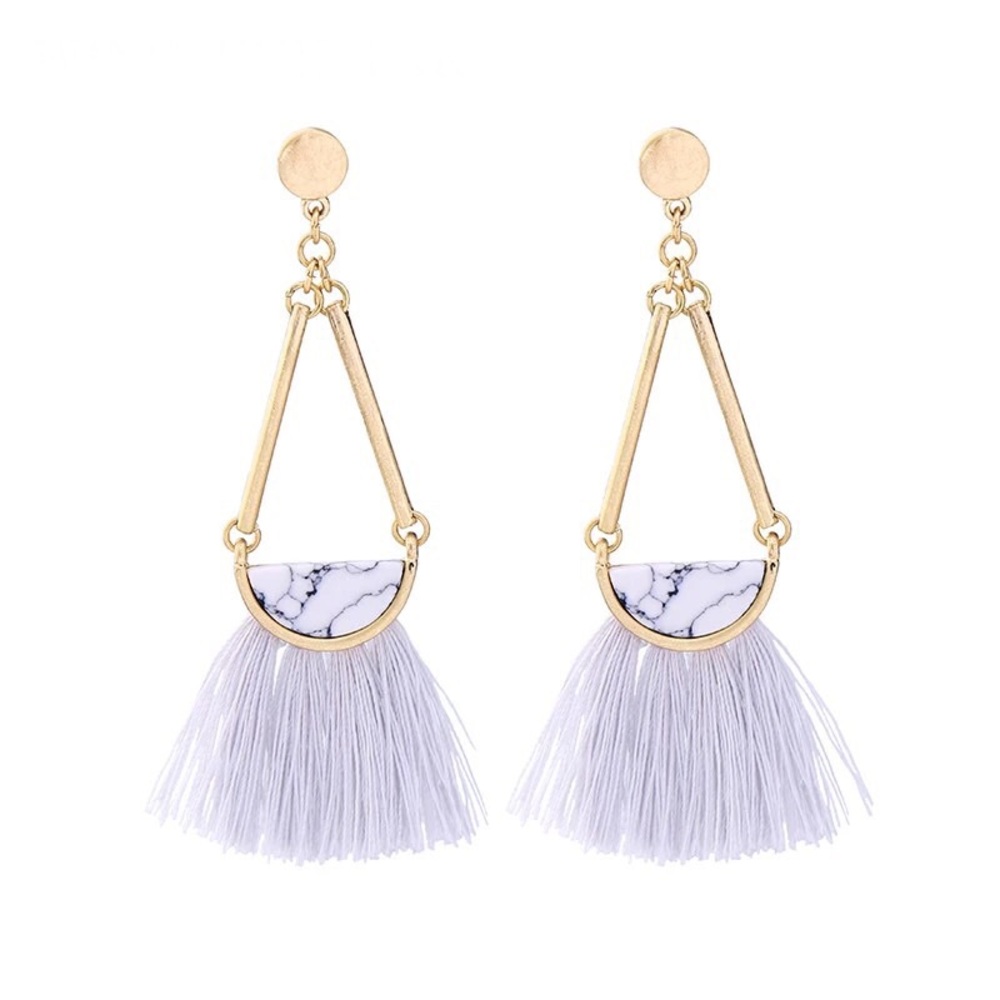 *HP* Howlite and Grey Tassel Earrings